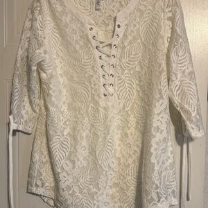 Elegant Lace-Up White Blouse